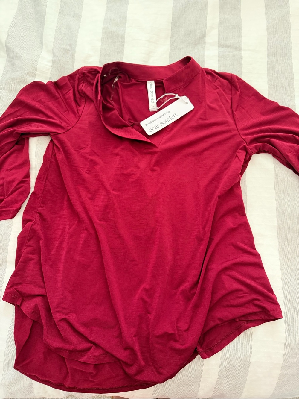 Scarlett Long Sleeve Scoop Neck Top in Cranberry